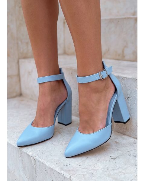 Туфли Bogemiya кожаные голубые на каблуке 8655-28 Туфли Bogemiya кожаные голубые на каблуке 8655-28