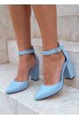 Туфли Bogemiya кожаные голубые на каблуке 8655-28