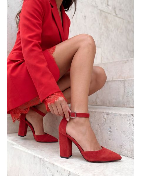 Туфли Bogemiya замшевые красные на каблуке 8658-28 Туфли Bogemiya замшевые красные на каблуке 8658-28