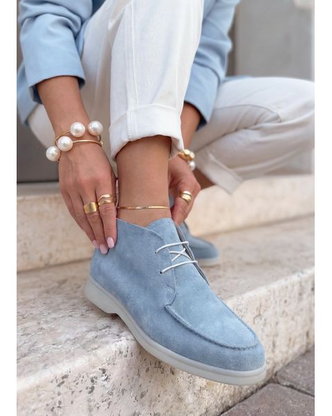 Черевики лофери жіночі блакитна замша LORO 8660-28