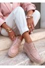 Ботинки лоферы женские замша пудра LORO 8661-28