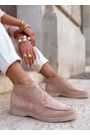 Ботинки лоферы женские замша пудра LORO 8661-28