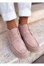 Ботинки лоферы женские замша пудра LORO 8661-28