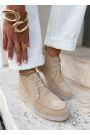 Ботинки лоферы женские беж замша LORO 8662-28
