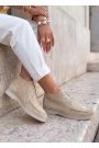 Ботинки лоферы женские беж замша LORO 8662-28