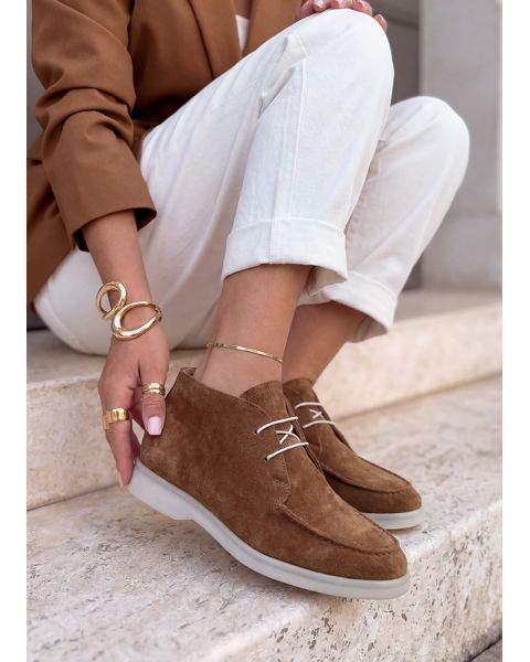 Черевики лофери жіночі шоколад замша LORO 8663-28