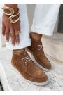 Ботинки лоферы женские шоколад замша LORO 8663-28