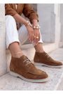 Ботинки лоферы женские шоколад замша LORO 8663-28