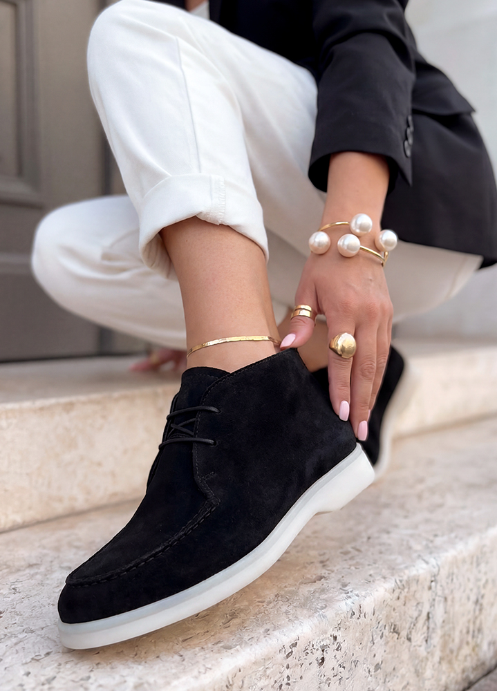 Черевики лофери жіночі чорна замша LORO 8664-28