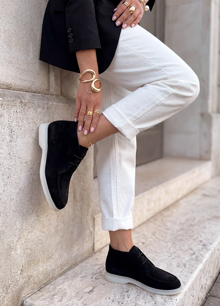 Черевики лофери жіночі чорна замша LORO 8664-28