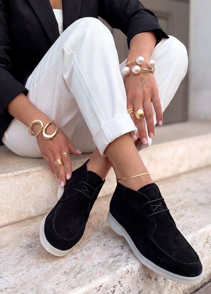 Черевики лофери жіночі чорна замша LORO 8664-28