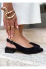 Туфлі босоніжки гострий ніс чорна замша Rose 8667-28