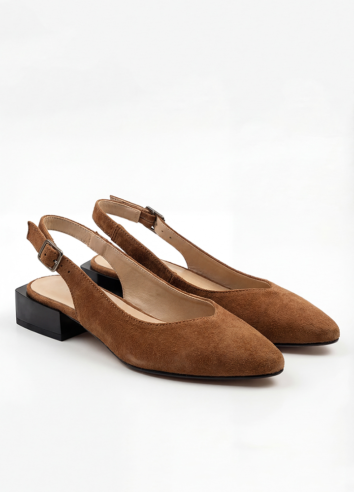 Туфлі босоніжки гострий ніс коричнева замша Rose 8668-28