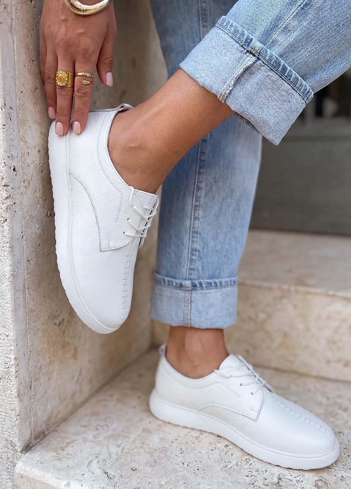 Туфли Barefoot женские натуральная кожа белые 8693-28