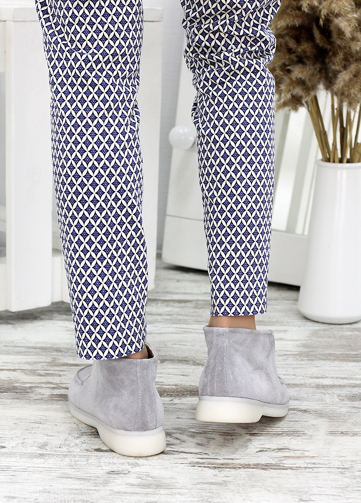 Ботинки короткие женские замша серые LORO 7662-28