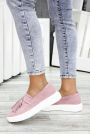 Туфлі лофери жіночі замшеві пудра 7267-28