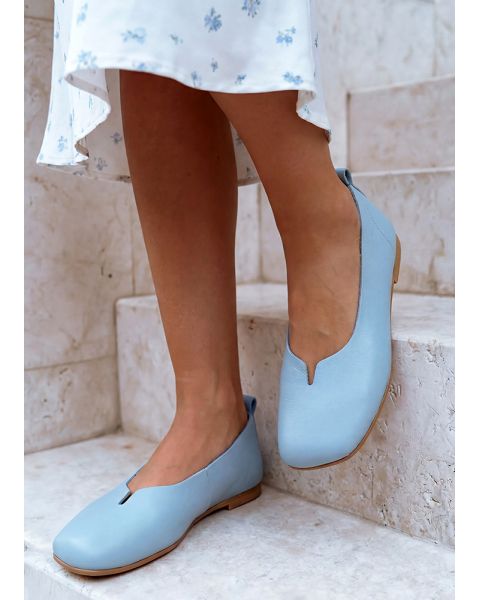 Туфлі балетки блакитні Barefoot шкіряні 8698-28