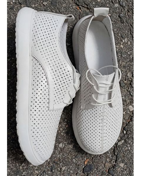 Туфлі Barefoot шкіряні білі з перфорацією літні 8681-28 Туфлі Barefoot шкіряні білі з перфорацією літні 8681-28