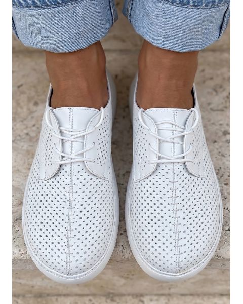 Туфлі Barefoot шкіряні білі з перфорацією літні 8681-28 Туфлі Barefoot шкіряні білі з перфорацією літні 8681-28