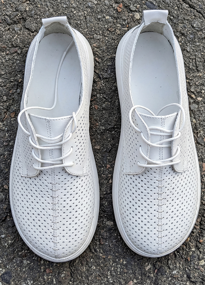 Туфлі Barefoot шкіряні білі з перфорацією літні 8681-28