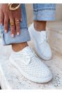Туфлі Barefoot шкіряні білі з перфорацією літні 8681-28