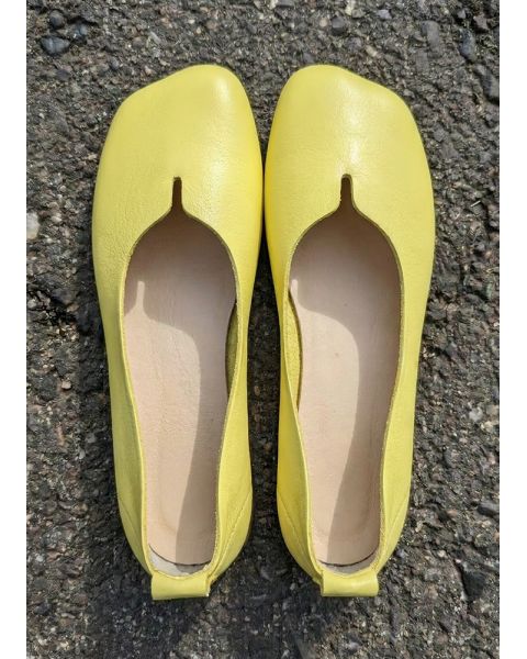 Туфлі балетки жовті Barefoot шкіряні 8699-28