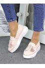 Туфлі лофери жіночі шкіряні пудра 7260-28