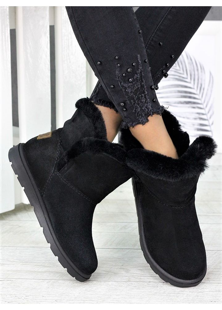 Уггі жіночі натуральна замша чорні 7228-28