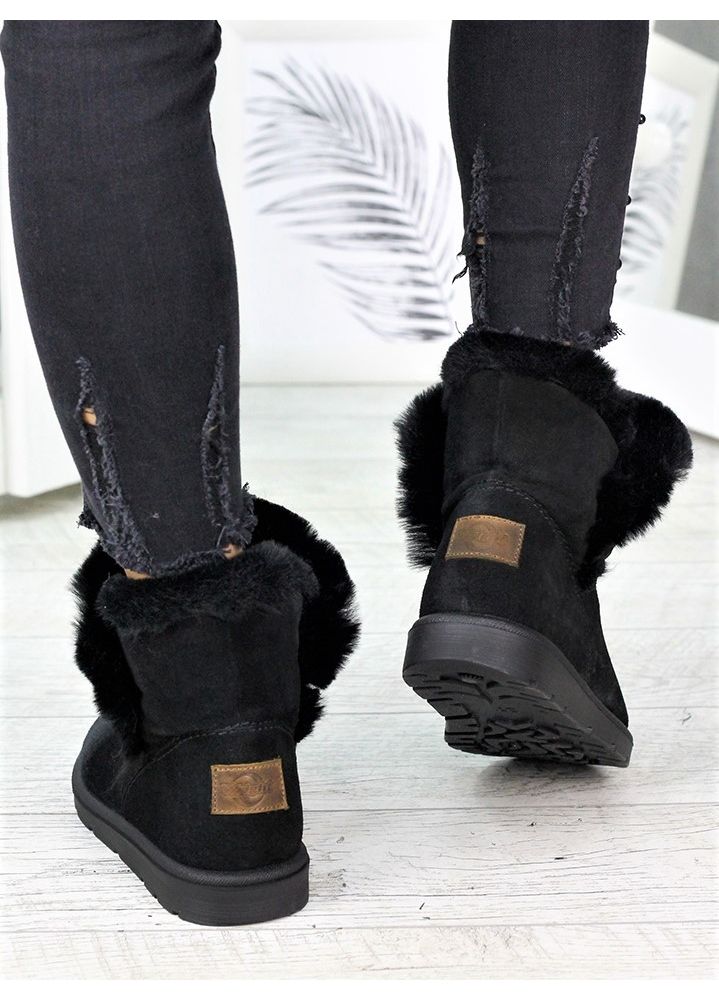 Уггі жіночі натуральна замша чорні 7228-28