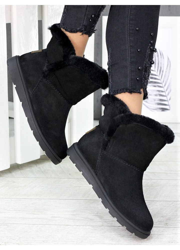 Уггі жіночі натуральна замша чорні 7228-28