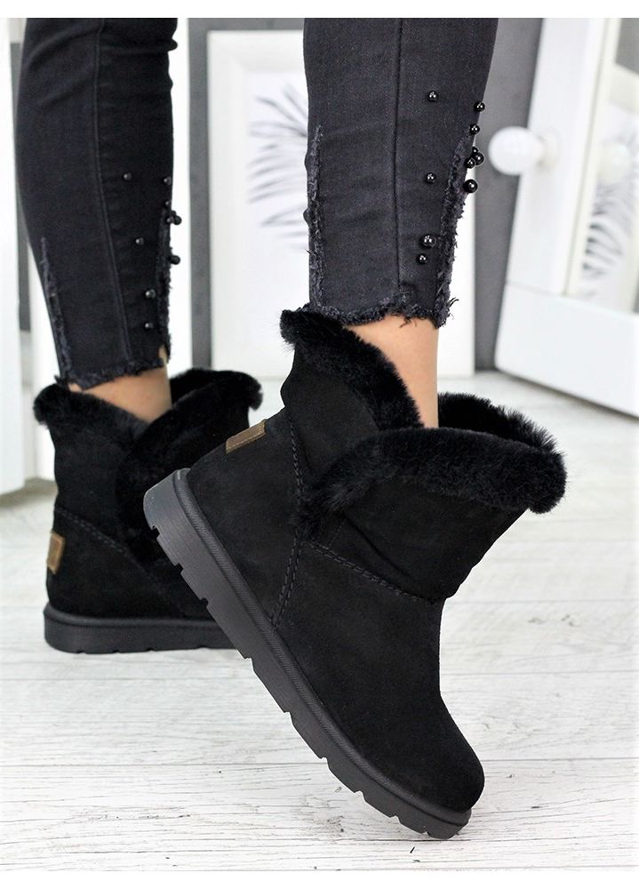 Уггі жіночі натуральна замша чорні 7228-28