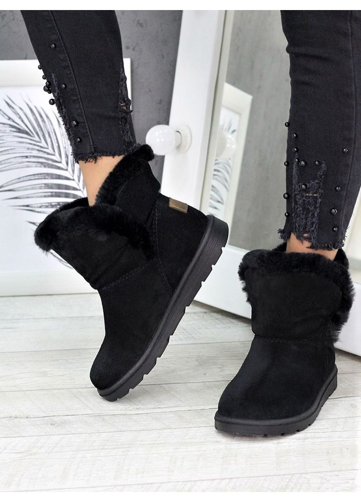 Уггі жіночі натуральна замша чорні 7228-28