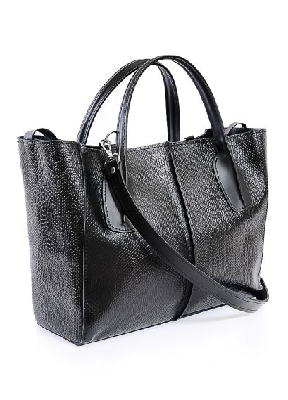 Шкіряна сумка чорна Monika 6688-11