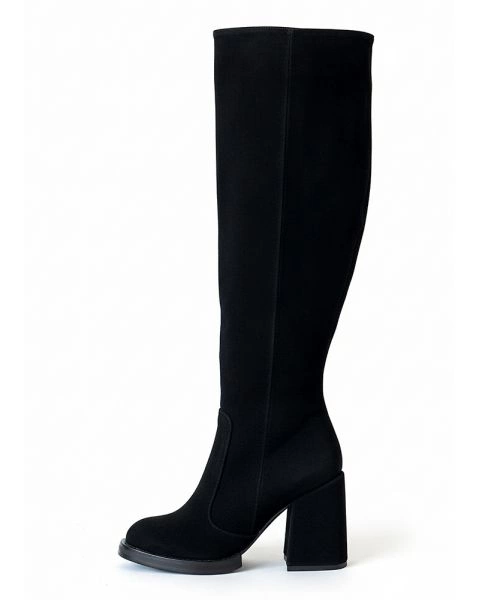 Ботфорти на високих підборах замша чорні 8552-28