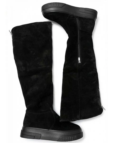 Високі ботфорти чоботи чорна замша 8581-28