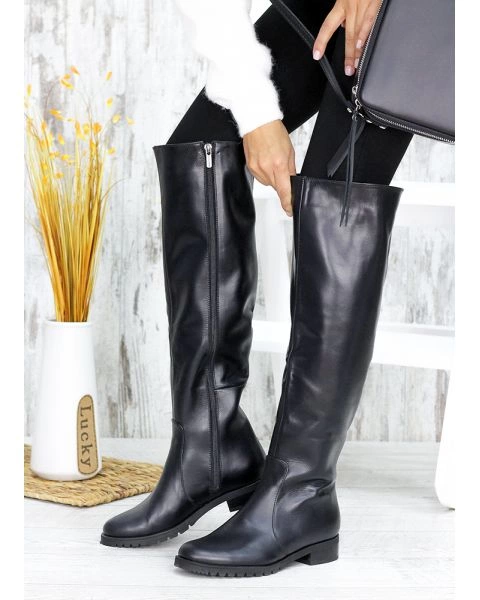 Ботфорти чорна шкіра 6746-28