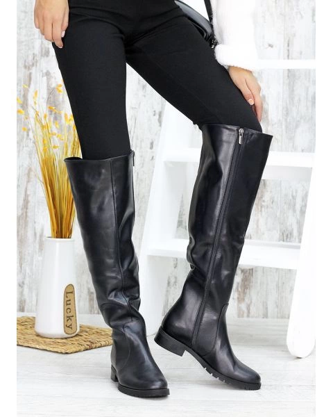 Ботфорти чорна шкіра 6746-28