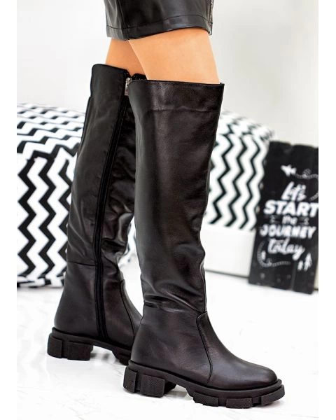 Ботфорти чорна шкіра 8058-28