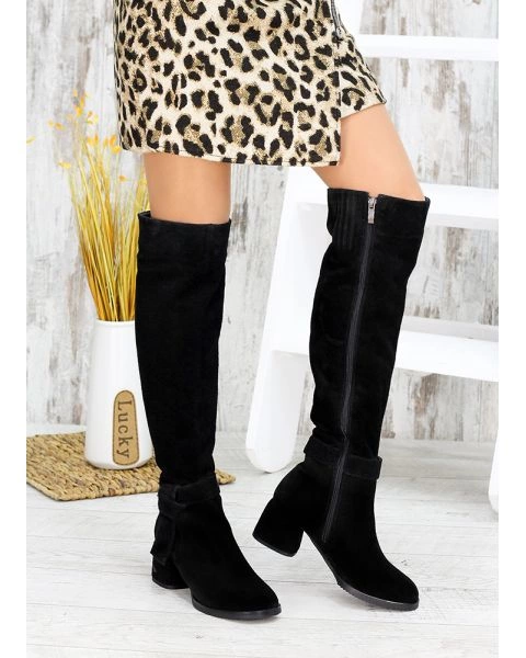 Ботфорти натуральна замша чорний 7601-28