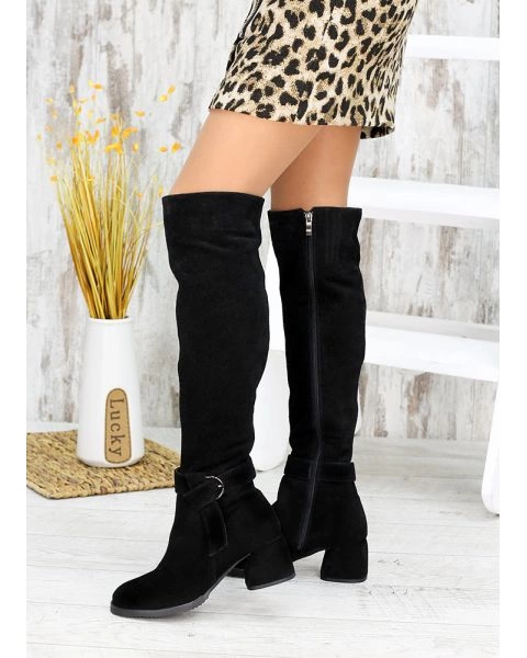 Ботфорти натуральна замша чорний 7601-28